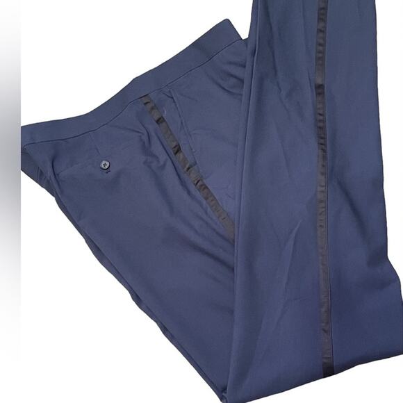 Nordstrom Rack Mens Trim Fit Navy Blue Tuxedo Dress Pants Size 42 NWT Raw Hem - Picture 13 of 14
